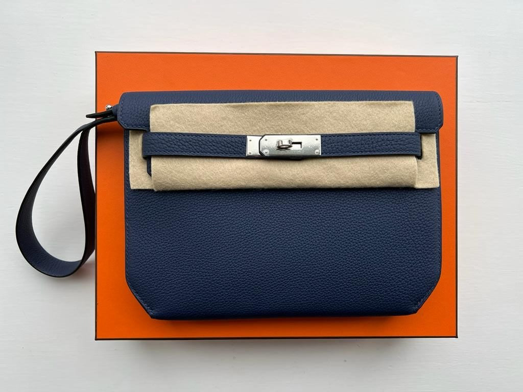 Hermès Kelly Depeches 25 Bleu Saphir Palladium Hardware